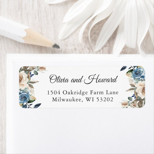 Aquarellfarben Blau Beige Rustikale Boho Floral (Insitu)