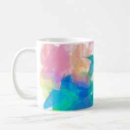 Aquarellfarben Blau-grüner Pfirsichgelb Kaffeetasse
