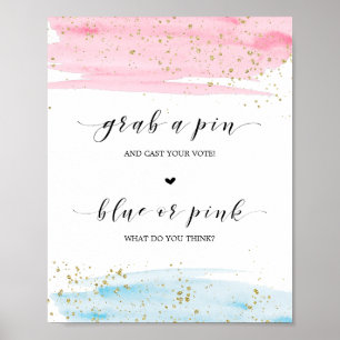 Aquarellfarben Blau oder Rosa Gender Reveal Grab A Poster