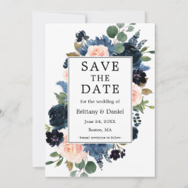 Aquarellfarben, blau rosa, florale Rahmen Save The Date