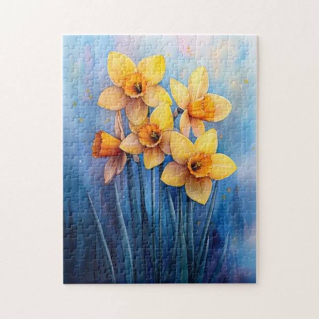 Aquarellfarben - Blaue Hintergrundfarbe Puzzle (Vertikal)