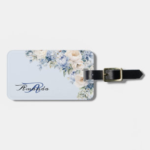 Aquarellfarben Blauer Elfenbein Blume Gepäckanhänger