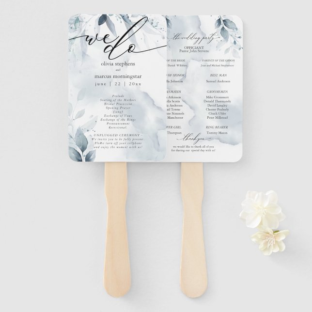 Aquarellfarben, blauer Foliage Dawna2 Fächer (Vorne und Hinten)