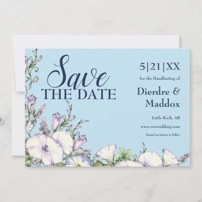 Aquarellfarben Blauer Morgengrauen Glorienhandgefü Save The Date (Vorderseite)