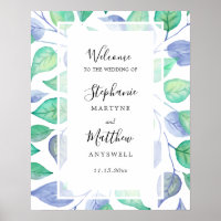 Aquarellfarben blaugrüne Blätter Hochzeitsfeier