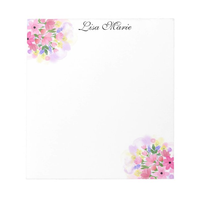 Aquarellfarben-Blume 01 Personalisiert Notepad Notizblock (Vorderseite)