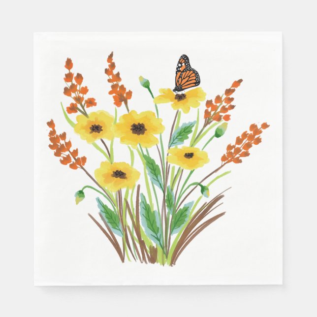 Aquarellfarben Blume 07 Luncheon Paper Napkins Serviette (Vorderseite)