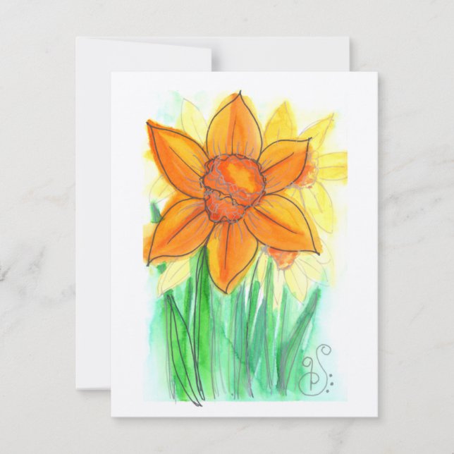 Aquarellfarben-Blume-2 (4.25"x5.5") Flachnotiskart Mitteilungskarte (Vorderseite)