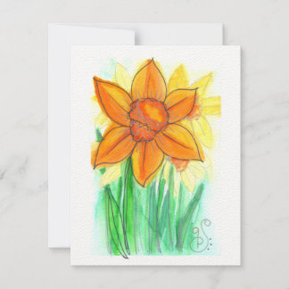 Aquarellfarben-Blume-2 (4.25"x5.5") Flachnotiskart Mitteilungskarte