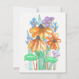 Aquarellfarben-Blume-5 (4.25"x5.5") Flachnotiskart Mitteilungskarte