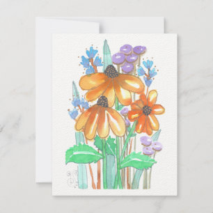 Aquarellfarben-Blume-5 (4.25"x5.5") Flachnotiskart Mitteilungskarte