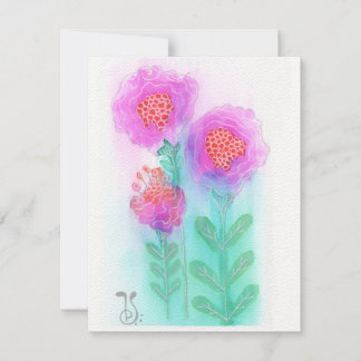 Aquarellfarben-Blume-6 (4.25"x5.5") Flachnotiskart Mitteilungskarte