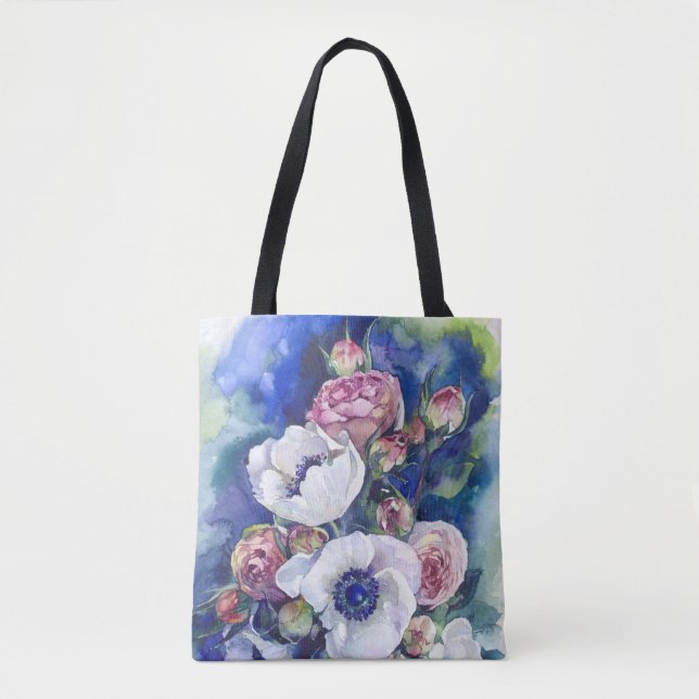 Aquarellfarben Blume anemone Rose Illustrationsflu (Vorderseite)