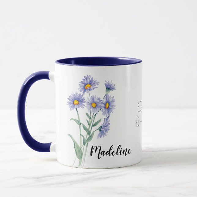 Aquarellfarben Blume Aster September Blume Tasse (Links)