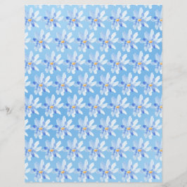 Aquarellfarben-Blume auf blauem Scrapbook-Blatt