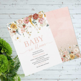 Aquarellfarben Blume Baby in Blüte Kinderdusche In Einladung