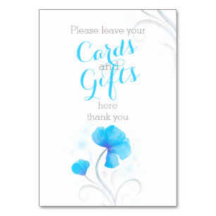 Aquarellfarben Blume Blauer Hochzeitsgeschenk Tischnummer