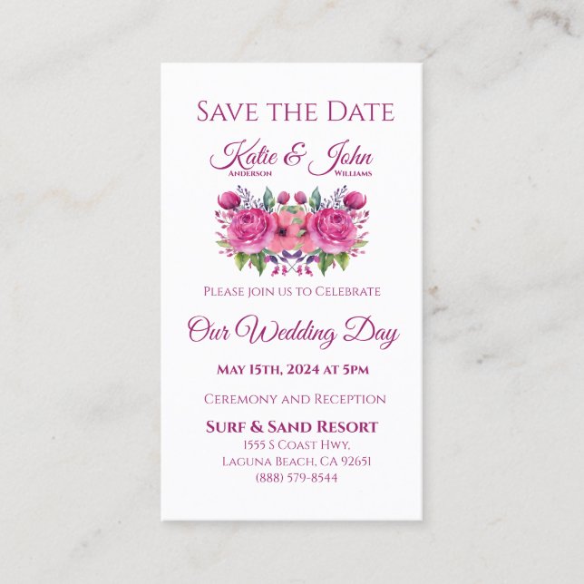 Aquarellfarben-Blume Bouquet-Wedding Speichern Sie Visitenkarte (Vorderseite)