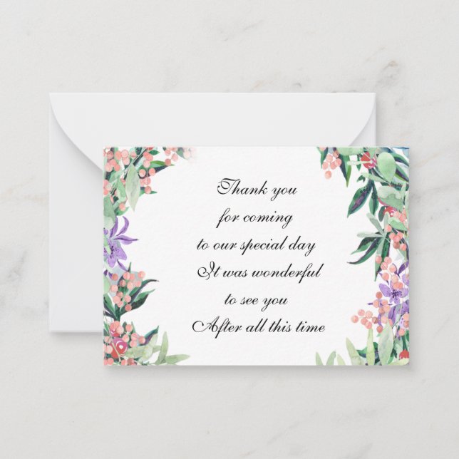 Aquarellfarben-Blume dank Karte (Vorderseite)