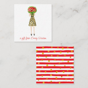 Aquarellfarben Blume Fashion Girl Geschenkverpacku Mitteilungskarte