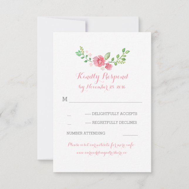 Aquarellfarben Blume Hochzeit-RSVP-Karten RSVP Karte (Vorderseite)