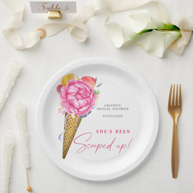 Aquarellfarben - BLUME ICE CREAM - Brautparty Pappteller (Hochzeit)