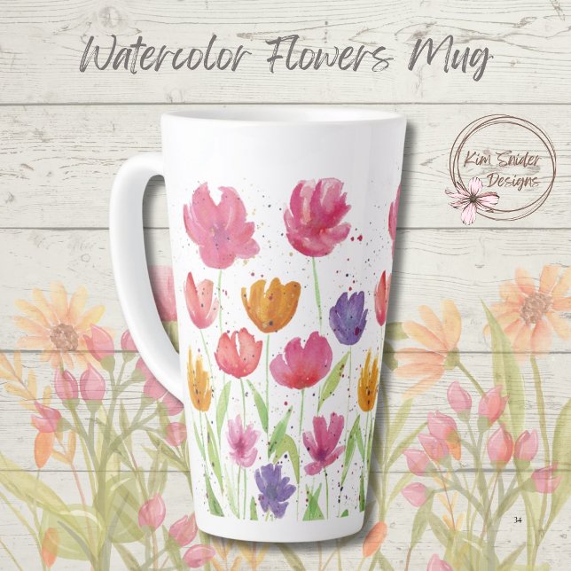 Aquarellfarben Blume Latte Tasse (Von Creator hochgeladen)