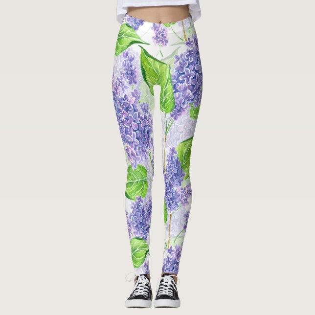 Aquarellfarben-Blume Leggings (Vorderseite)