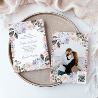 Aquarellfarben-Blume mit Foto- und QR-Code-Hochzei