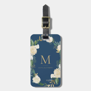 Aquarellfarben-Blume mit Monogram Gepäckanhänger