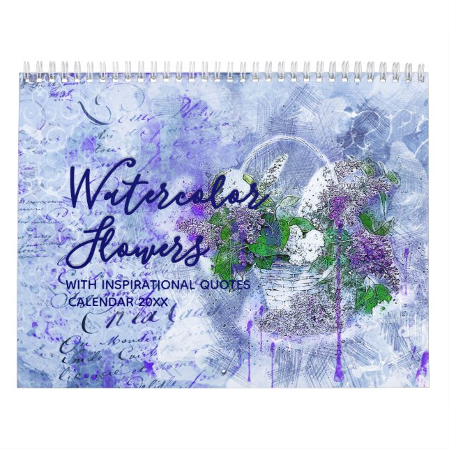 Aquarellfarben-Blume mit Motivations-Quotes-Kalend Kalender (Titelbild)