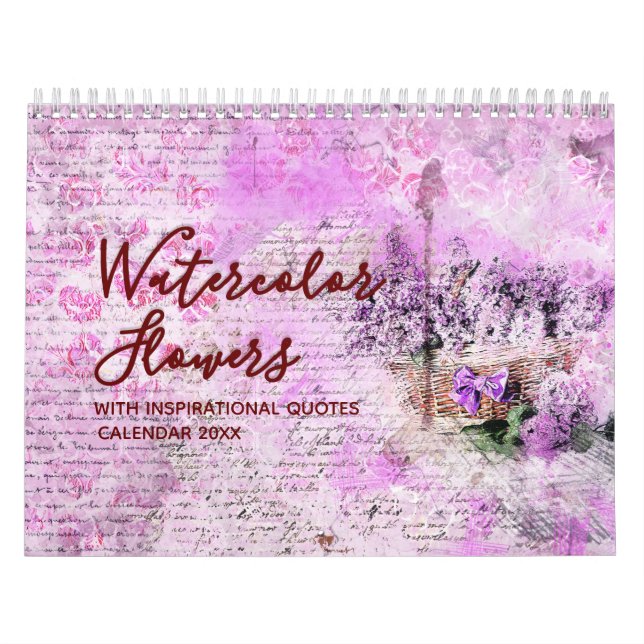 Aquarellfarben-Blume mit Motivations-Quotes-Kalend Kalender (Titelbild)