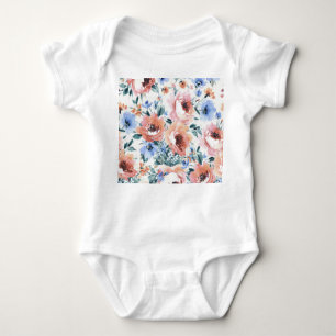 Aquarellfarben-Blume, nahtlose Musterillustrierung Baby Strampler
