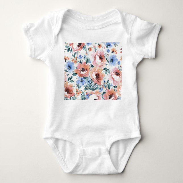 Aquarellfarben-Blume, nahtlose Musterillustrierung Baby Strampler (Vorderseite)