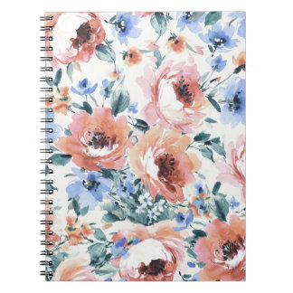 Aquarellfarben-Blume, nahtlose Musterillustrierung Notizblock