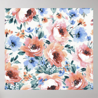 Aquarellfarben-Blume, nahtlose Musterillustrierung Poster