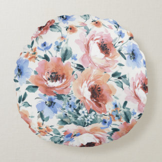 Aquarellfarben-Blume, nahtlose Musterillustrierung Rundes Kissen