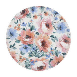 Aquarellfarben-Blume, nahtlose Musterillustrierung Schneidebrett