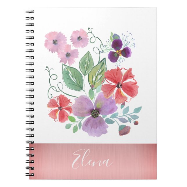 Aquarellfarben-Blume Notizblock (Vorderseite)