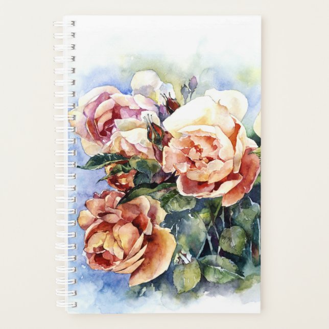 Aquarellfarben Blume Orange Rose Bud Illustration  Planer (Vorderseite)