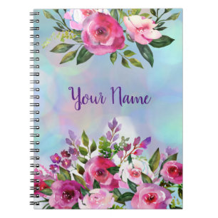 Aquarellfarben-Blume Personalisiertes Notebook Notizblock