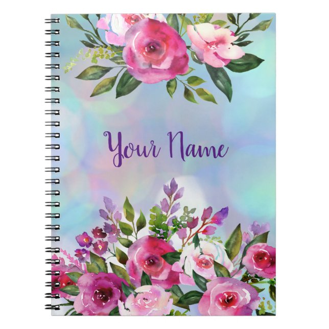 Aquarellfarben-Blume Personalisiertes Notebook Notizblock (Vorderseite)