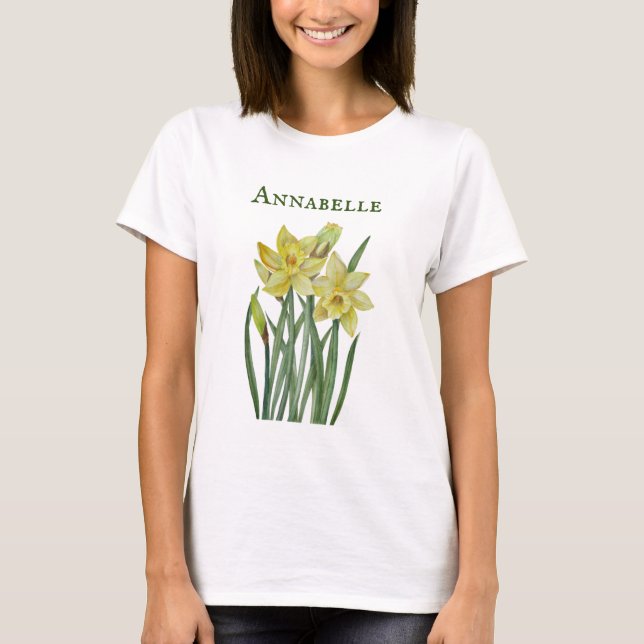 Aquarellfarben Blume Portrait Illustration T-Shirt (Vorderseite)