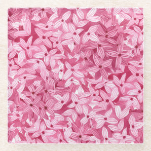 Aquarellfarben-Blume: rosa, blühende Hintergrundfa Glasuntersetzer
