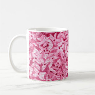 Aquarellfarben-Blume: rosa, blühende Hintergrundfa Kaffeetasse