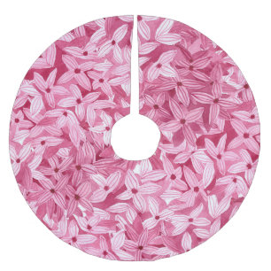 Aquarellfarben-Blume: rosa, blühende Hintergrundfa Polyester Weihnachtsbaumdecke