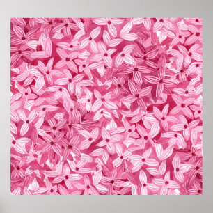 Aquarellfarben-Blume: rosa, blühende Hintergrundfa Poster