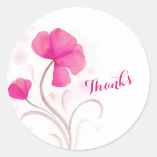 Aquarellfarben Blume Rosa Hochzeitscreme dank Aufk Runder Aufkleber