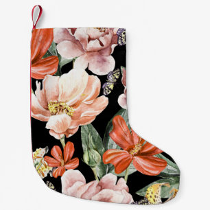 Aquarellfarben Blume: Rose Lilie von Peony Kleiner Weihnachtsstrumpf
