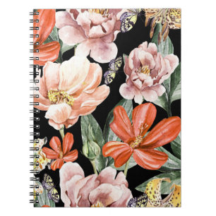 Aquarellfarben Blume: Rose Lilie von Peony Notizblock